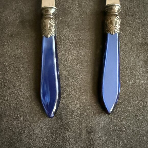 Blue & Silver Salad Serving Set 18/10 Inox France Stainless Steel - Picture 3 of 5